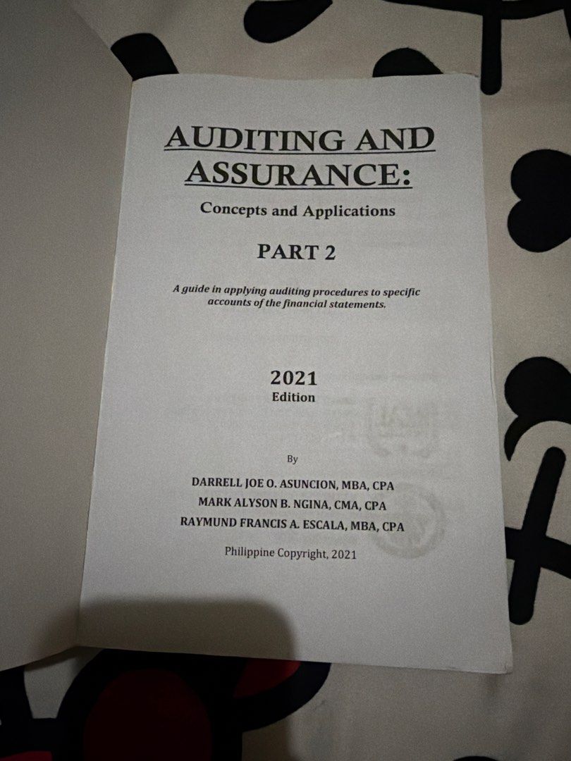 Auditing &Assurance Concepts and Applications (Category: Assessment Books) located in Santo Tomas. Submitted by katsumi22 (Listing ID 1466302156, Image 2). Description: A guide in applying auditing procedures to specific accounts of the financial statements .