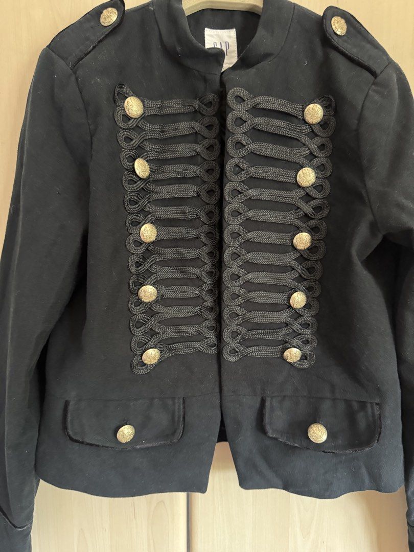AUTH GAP VINTAGE BLACK NAPOLEON JACKET TOP (Category: Coats, Jackets and Outerwear) located in Pasig City. Submitted by babyiceice (Listing ID 1466258921, Image 2). Description: NO MEETS UPS***NO TRADES***NO WHEN WORN PICTURE***NO MEASUREMENTS PLS READ THE DESCRIPTION CAREFULLY AND LOOK AT THE PICTURES POSTED, NO COMPLAINTS OR REFUND WILL BE ENTERTAINED WITH ANY OF THE FLAWS POSTED OR PICTURED. ALL SALES FINAL NO RETURN NO EXCHANGE NO REFUND BUYE