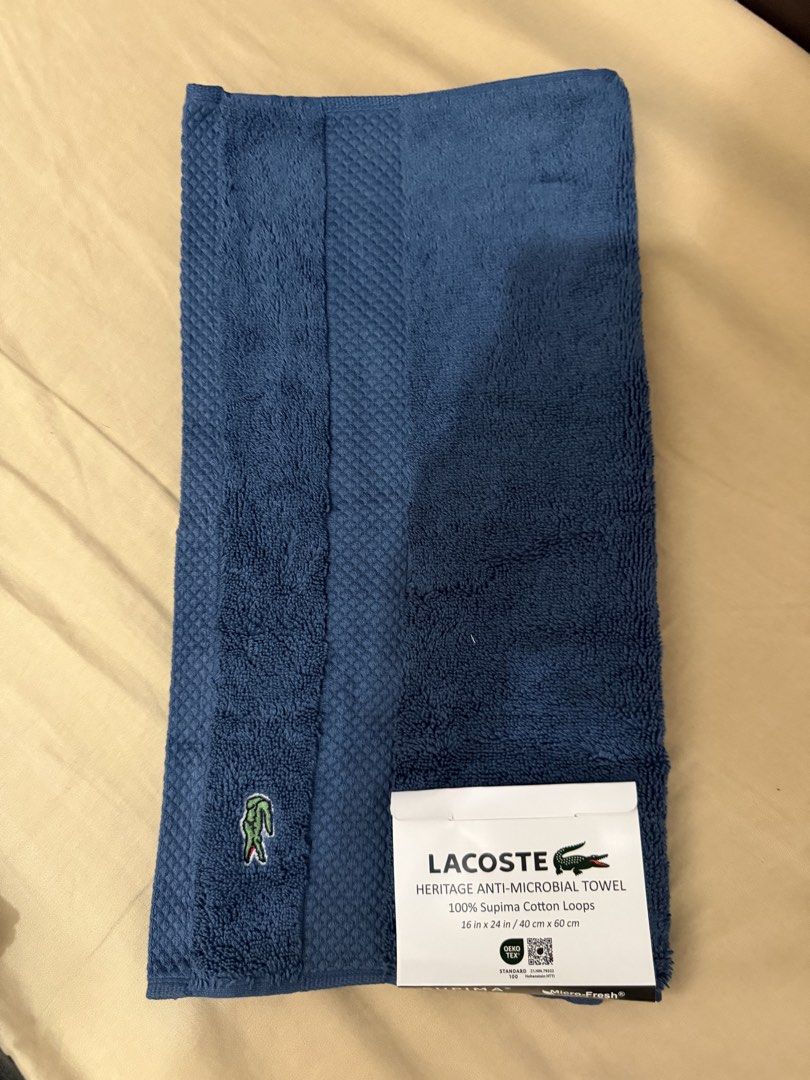 Auth Lacoste Service Towel (Category: Bedding & Towels) located in Cebu City. Submitted by shopnsave2015 (Listing ID 1466185004, Image 1). Description: Size : 24x16” Face Towel Malaki and makapal Original .