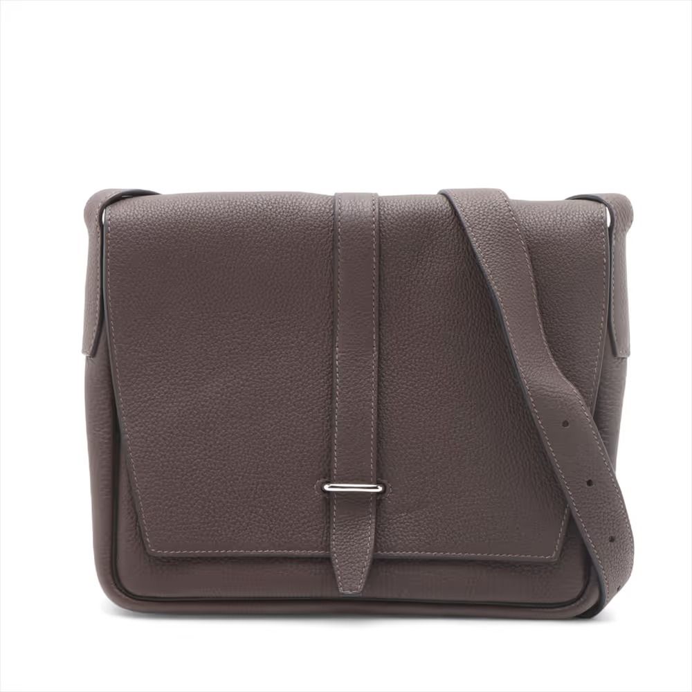 Authentic Hermes Steve Wright Junior Togo Chocolate Silver Hardware Y:2020 (Category: Shoulder Bags) located in General Trias. Submitted by japan_secondhand_products (Listing ID 1466216889, Image 1). Description: This item shows some signs of use, but is in good condition. There are some indentations and slight deformation on the front belt and strap. *As this is a used item, there may be scratches or stains not mentioned in the description. Plea