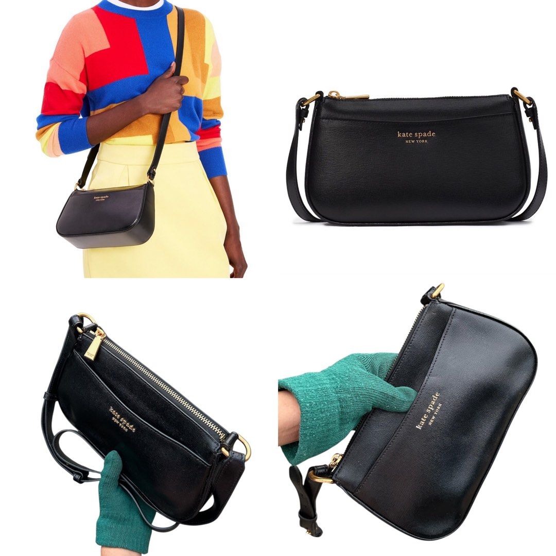 Authentic KATE SPADE (Category: Cross-body Bags) located in San Fabian. Submitted by rei_aniels (Listing ID 1466299803, Image 1). Description: Authentic KATE SPADE New york Bleecker Leather Bag Like new Black Gold na gold pa hardware Adjustable Strap .