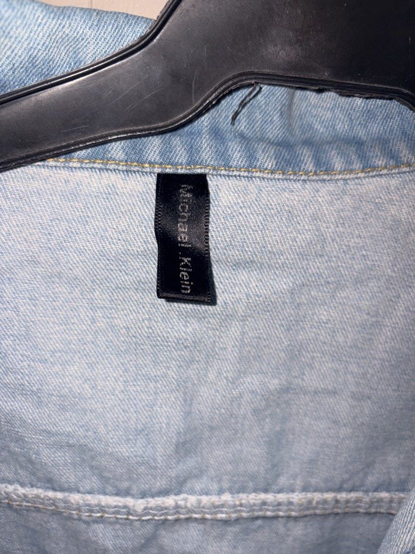 39. Authentic MK Michel Klein Paris Distressed Oversized Denim Jacket (Light Wash (Category: Coats, Jackets and Outerwear) located in Manila. Submitted by athenabrave (Listing ID 1466162877, Image 2). Description: Level up your casual streetwear outfits with this gorgeous designer piece! Features a beautiful light wash and heavy distressed aesthetic. • Brand: MK Michel Klein Paris • Style: Relaxed, slightly oversized fit with heavy front ripping/