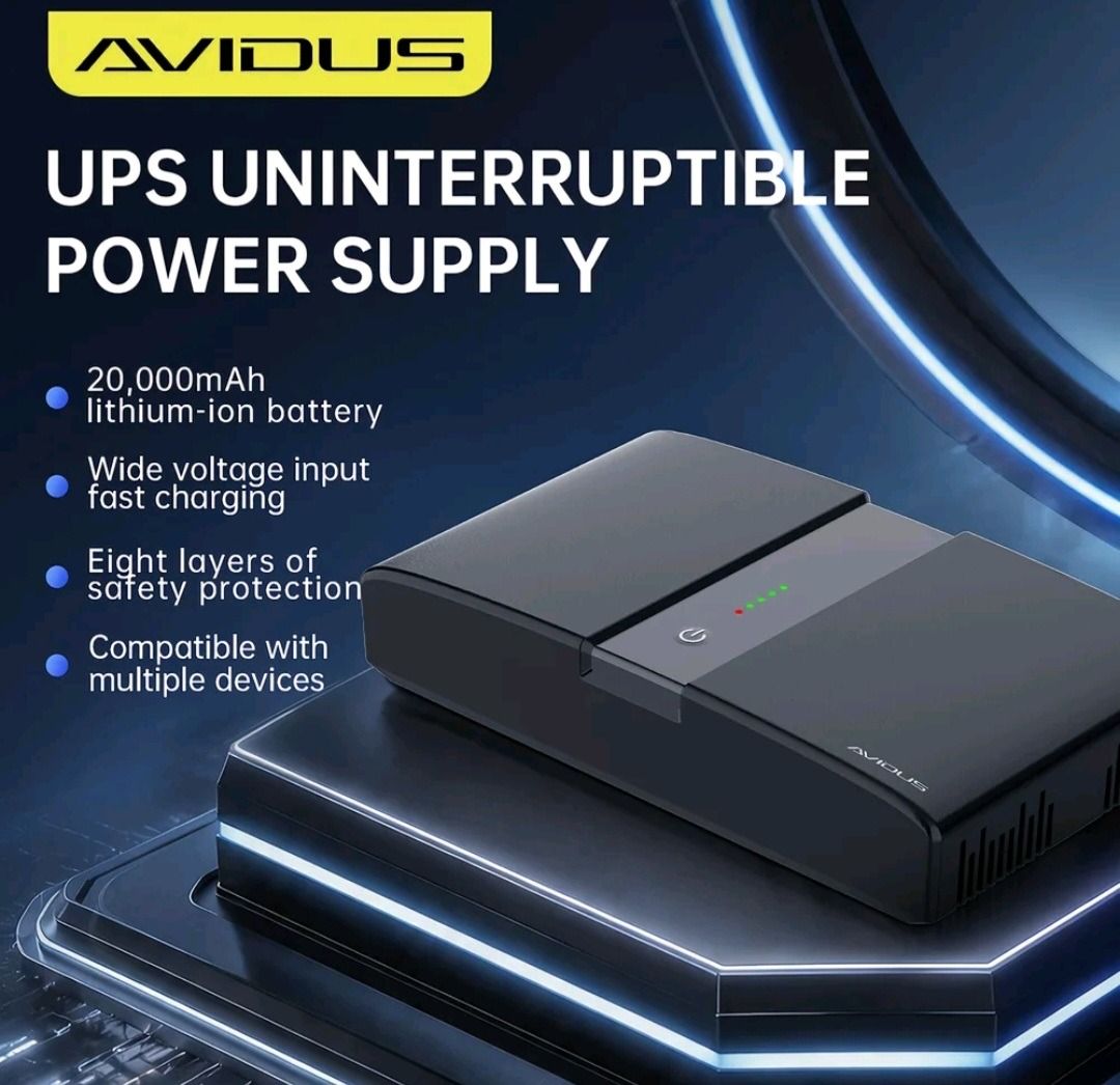 AVIDUS P13 MINI UPS 20000 MAH (Category: Office & Business Technology) located in Caloocan City. Submitted by sierra12 (Listing ID 1466200515, Image 1). Description: Location: Cabanatuan NE Meet Up: SM Cab or 7/11 Circum - Brand/Model: Avidus 2026 Upgraded Version P13 Mini UPS Power Supply - Capacity: 20,000mAh lithium-ion battery (36W) - Color: Sleek black design - Multiple Interfaces: Includes POE port, LAN port, USB, Type-C, and DC ports (5V, 