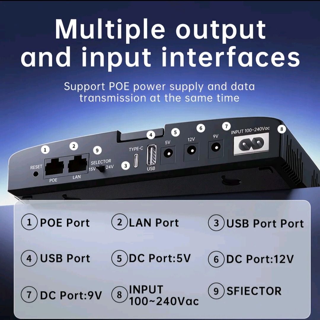 AVIDUS P13 MINI UPS 20000 MAH (Category: Office & Business Technology) located in Caloocan City. Submitted by sierra12 (Listing ID 1466200515, Image 2). Description: Location: Cabanatuan NE Meet Up: SM Cab or 7/11 Circum - Brand/Model: Avidus 2026 Upgraded Version P13 Mini UPS Power Supply - Capacity: 20,000mAh lithium-ion battery (36W) - Color: Sleek black design - Multiple Interfaces: Includes POE port, LAN port, USB, Type-C, and DC ports (5V, 