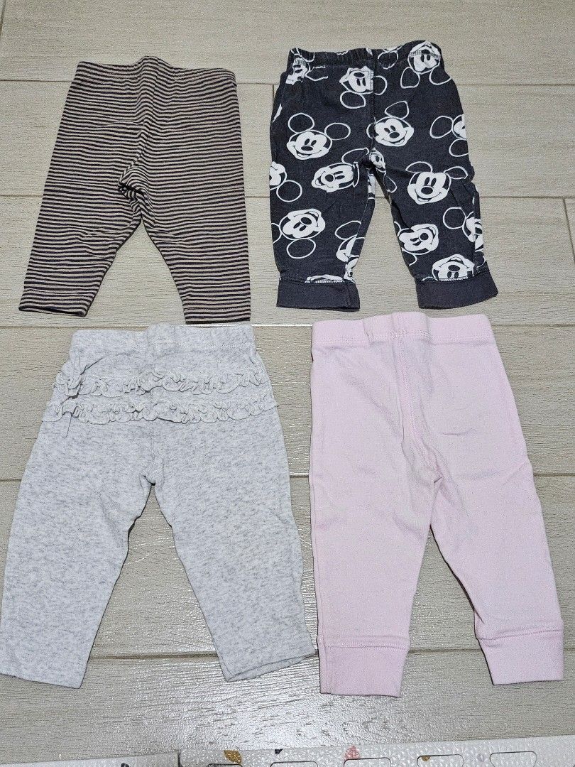 Baby Pants & Leggings Bundle – 6M | 4-Piece (Category: Babies & Kids Fashion) located in Manila. Submitted by momshiedells (Listing ID 1466314593, Image 2). Description: Baby Pants & Leggings Bundle – 6M | 4-Piece Cute and practical 4-piece baby bottoms bundle featuring: 🤎 Carter's navy & beige striped leggings 🖤 Disney | Jumping Beans Mickey Mouse pants 🤍 Carter's heather gray ruffle leggings 🩷 Carter's light pink leggings Preloved Good cond