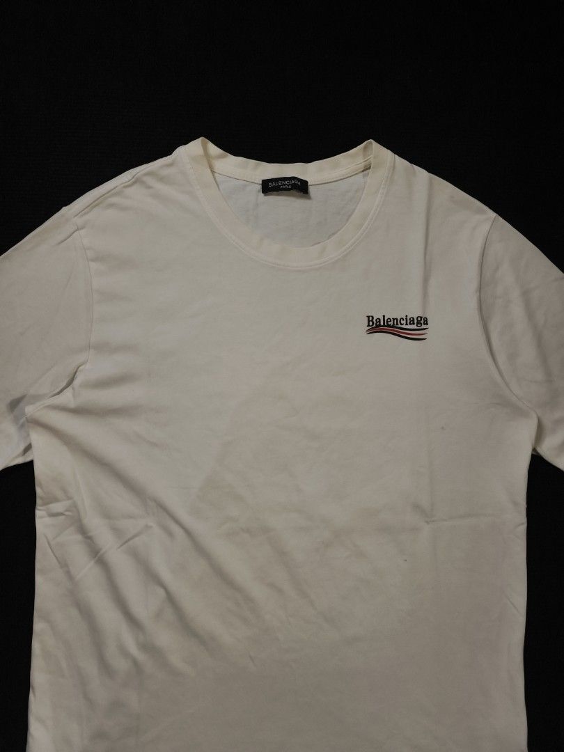 Balenciaga Campaign (Category: Tshirts & Polo Shirts ) located in San Fernando. Submitted by gaboo_asncn (Listing ID 1466326399, Image 3). Description: - Balenciaga Campaign - Size: Large on tag (W22.5/L30) - Condition: Excellent - Color Rate: 9.5/10 - Issue: Minimal Crack Prints.