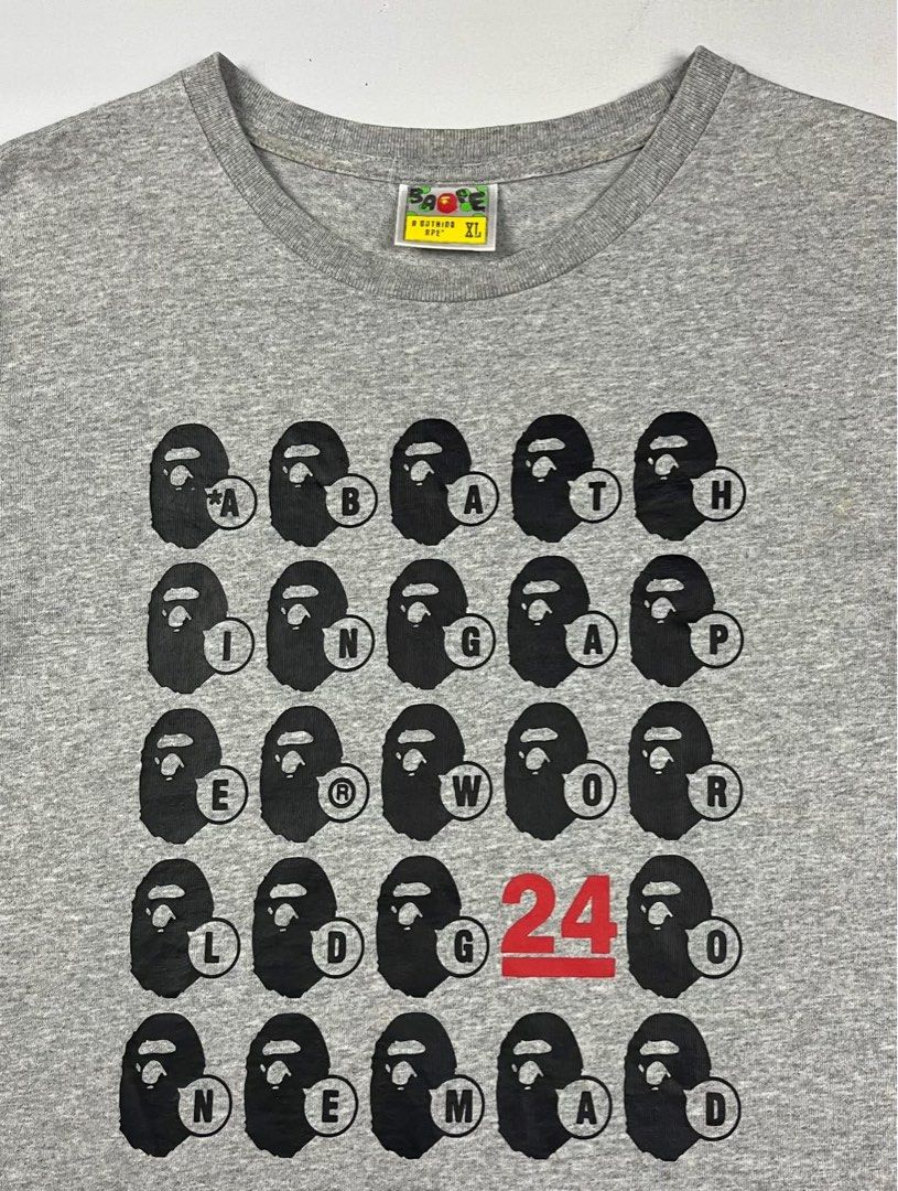 Bape - 24th Anniversary Tee (Category: Tshirts & Polo Shirts ) located in Puerto Princesa. Submitted by rrugsgallery (Listing ID 1466324544, Image 3). Description: Bape - 24th Anniversary Tee Tagged Size: XL Dimensions Length: 28.5 Width: 20 Condition: Excellent Color rate: 9.5 Flaws: None.