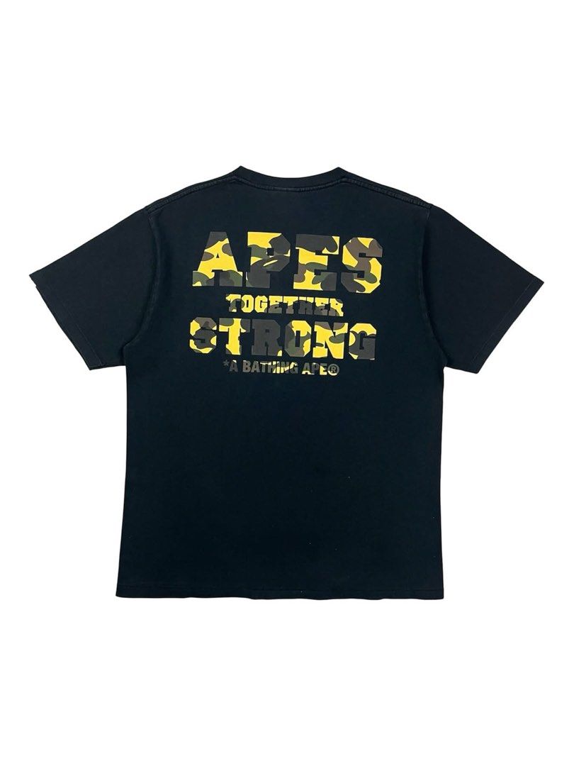 Bape - ‘Ape Together Strong’ Tee (Category: Tshirts & Polo Shirts ) located in Puerto Princesa. Submitted by rrugsgallery (Listing ID 1466251093, Image 1). Description: Bape - ‘Ape Together Strong’ Tee Tagged Size: Large Dimensions Length: 28 Width: 21 Condition: Very good Color rate: 9 Flaws: Signs of usage.