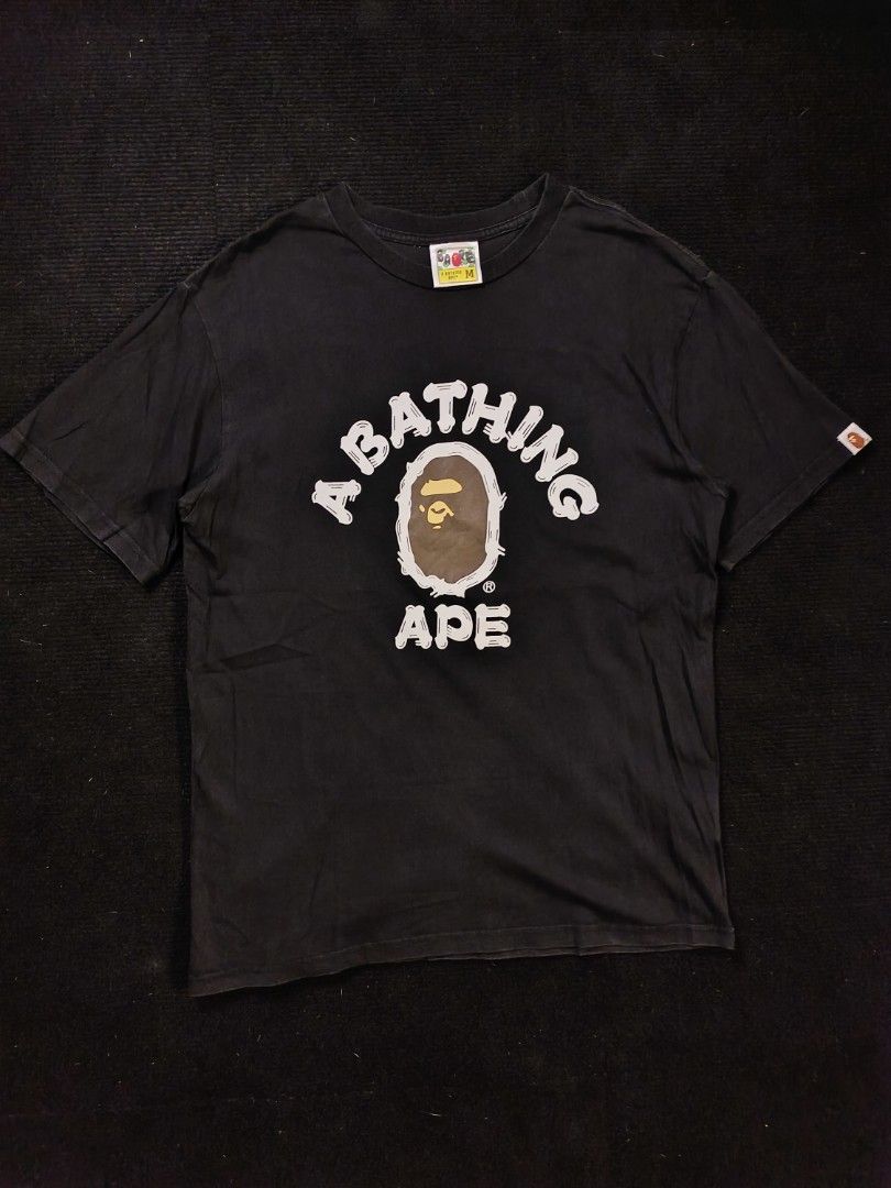 BAPE "A BATHING APE" (Category: Tshirts & Polo Shirts ) located in San Fernando. Submitted by gaboo_asncn (Listing ID 1466321546, Image 2). Description: - BAPE "A BATHING APE" - Size: Medium on tag (W20/L27) - Condition: Excellent - Color Rate: 9.5/10 - No Issue Take note: The shirt is black, and since the carpet/background is also black, the color may look slightly faded or less vibrant in the photos. In actual lighting, the shirt has a normal b