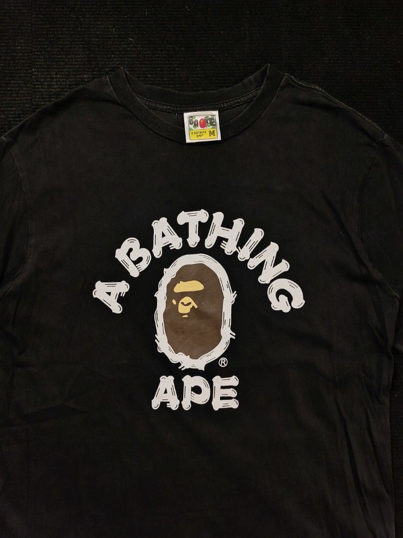 BAPE "A BATHING APE" (Category: Tshirts & Polo Shirts ) located in San Fernando. Submitted by gaboo_asncn (Listing ID 1466321546, Image 3). Description: - BAPE "A BATHING APE" - Size: Medium on tag (W20/L27) - Condition: Excellent - Color Rate: 9.5/10 - No Issue Take note: The shirt is black, and since the carpet/background is also black, the color may look slightly faded or less vibrant in the photos. In actual lighting, the shirt has a normal b