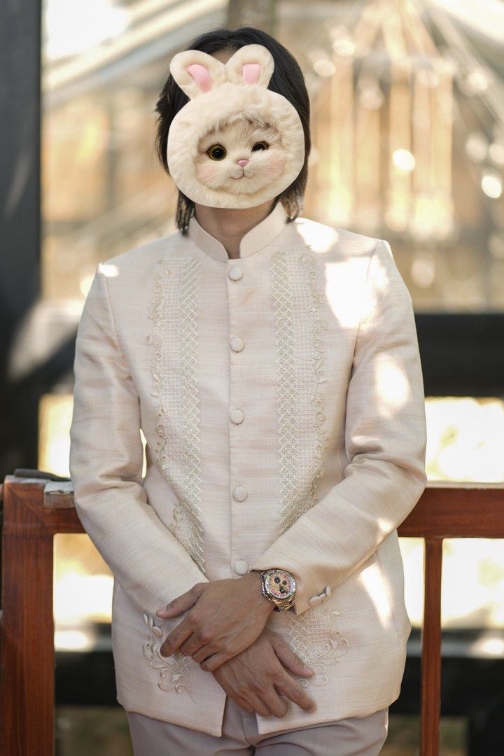 Barong and pants (Category: Coats, Jackets and Outerwear) located in Manila. Submitted by pauiie. (Listing ID 1466178143, Image 3). Description: 🤵🏻‍♂️ GROOM’S BARONG • Fits up to Large • Includes pants • Pants size 30 • Worn once.