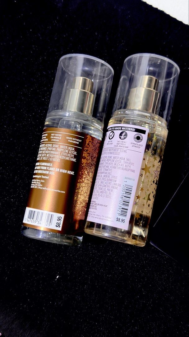 Bath & Body Works Mists and Hand Gel Bundle (Category: Fragrance & Deodorants) located in Cavite. Submitted by __elizagarcia.xi (Listing ID 1466201120, Image 2). Description: - Authentic Bath & Body Works - Warm Vanilla Sugar Fine Fragrance Mist (2.5 fl oz / 75 mL) - In the Stars Fine Fragrance Mist (2.5 fl oz / 75 mL) - [FREE] Cozy Vanilla Almond Antibacterial Hand Gel (1 fl oz / 29 mL) - Brand new and unused - Original price tags still attached