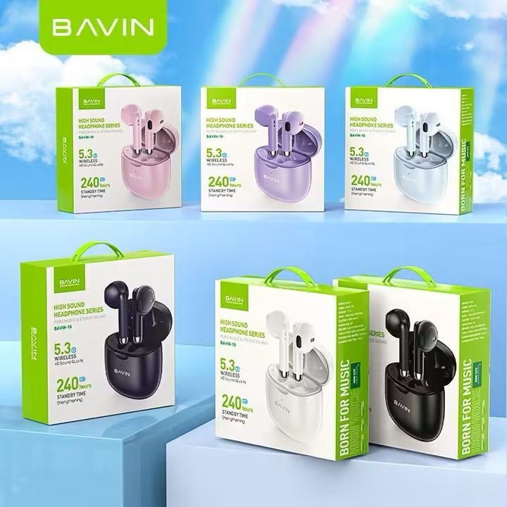 BAVIN True Wireless Bluetooth Earphone Candy Colors (Category: Earphones) located in Manila. Submitted by iliasjen3082126 (Listing ID 1466216014, Image 3). Description: - Brand: BAVIN Wireless Earbuds - Condition: Brand new, sealed in retail box - Colors: Multiple pastel and dark shades available - Connectivity: Bluetooth 5.3 - Controls: Smart touch controls for music and calls - Durability: IPX5 waterproof rating - Battery: Up to 240 hours of st