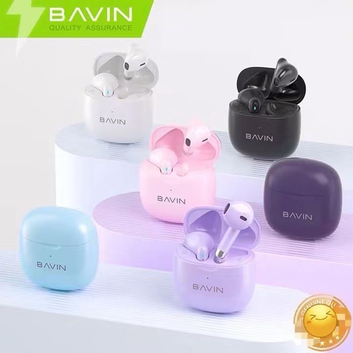 BAVIN True Wireless Bluetooth Earphone Candy Colors (Category: Earphones) located in Manila. Submitted by iliasjen3082126 (Listing ID 1466216014, Image 1). Description: - Brand: BAVIN Wireless Earbuds - Condition: Brand new, sealed in retail box - Colors: Multiple pastel and dark shades available - Connectivity: Bluetooth 5.3 - Controls: Smart touch controls for music and calls - Durability: IPX5 waterproof rating - Battery: Up to 240 hours of st