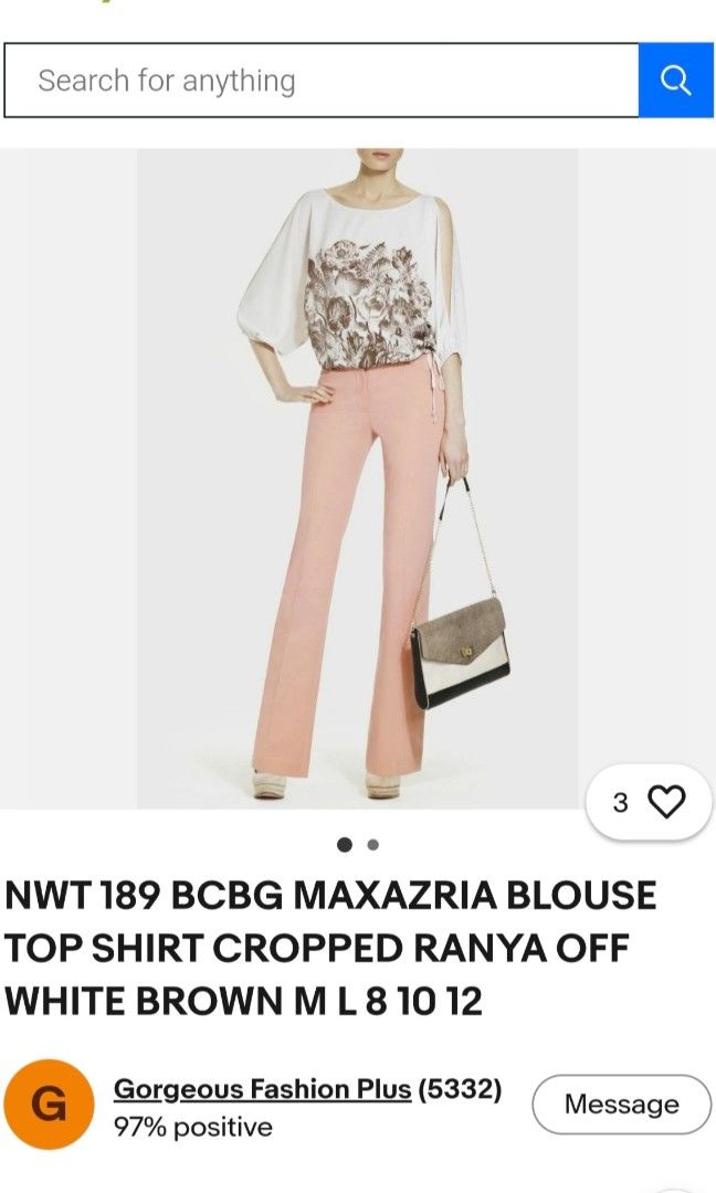 BCBG MAXAZRIA blouse (Category: Blouses) located in Manila. Submitted by wearforce (Listing ID 1466244283, Image 3). Description: BCBG MAXAZRIA blouse brand: BCBG MAXAZRIA in good condition can fit: M-L rate color 10/10 255 + sf.