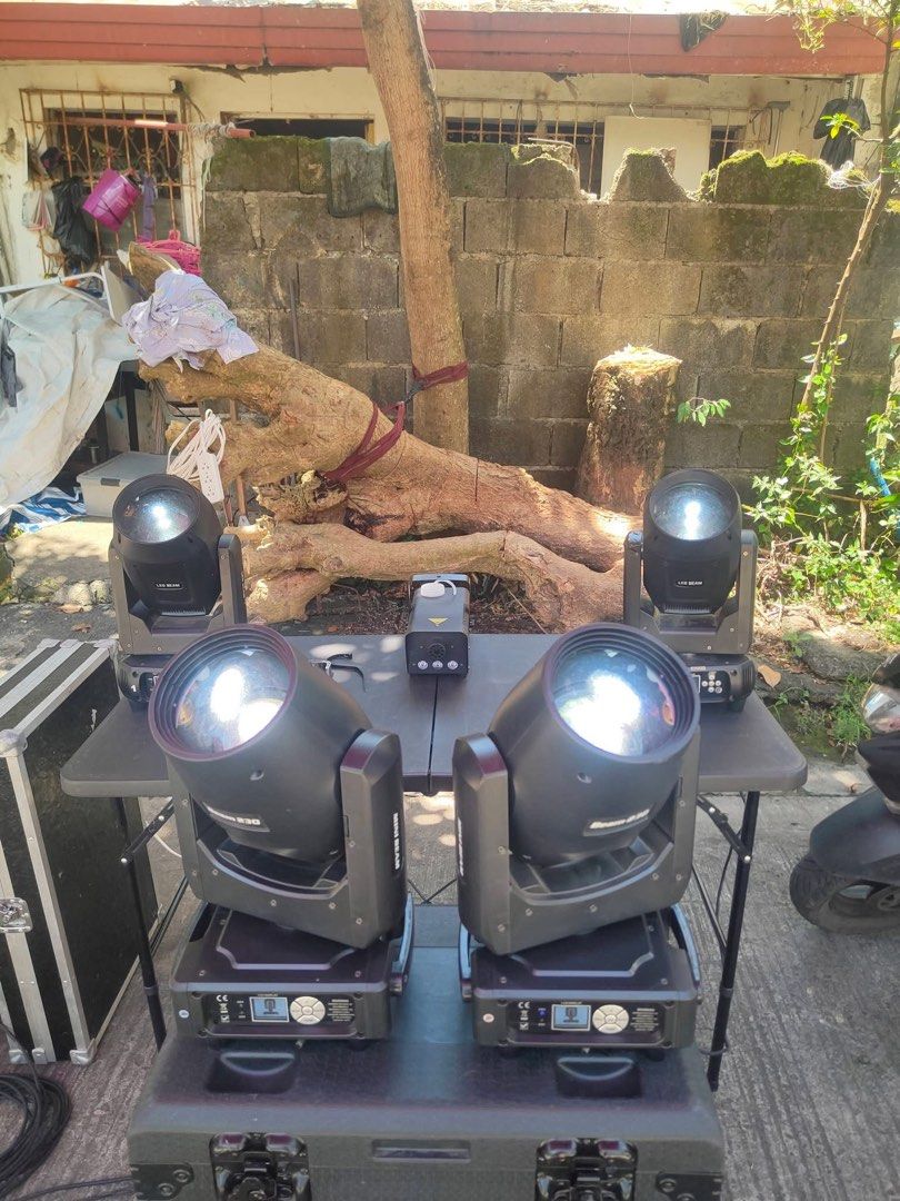 Beam 230 Mini Beam Moving Head Stage Lights (Category: Lighting & Studio Equipment) located in Manila. Submitted by sabrinaa20 (Listing ID 1466254418, Image 2). Description: 1 pair Beam 230 (No brand) with tourcase 1 pair Beam 150 (Shehds) no tourcase - Heavy-duty housing built for mobile DJs, clubs, and parties - Sold as a complete ready-to-use set.