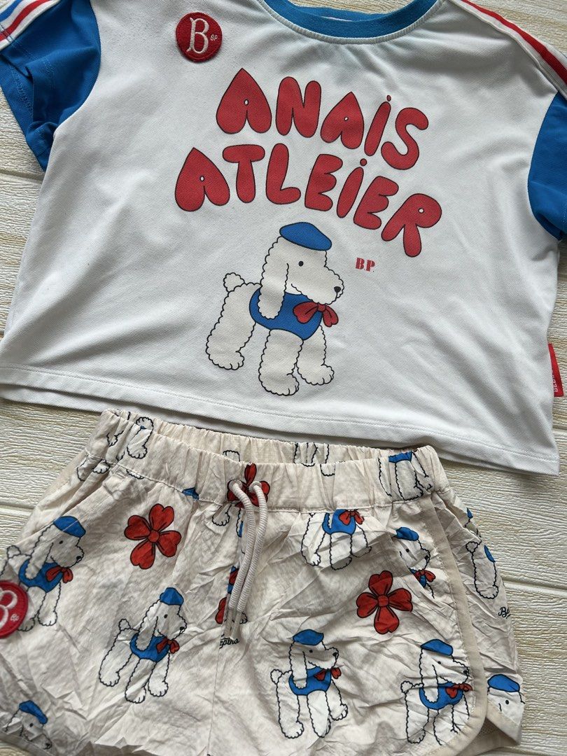 Bebedepino set (Category: Babies & Kids Fashion) located in Cebu City. Submitted by yjainani (Listing ID 1466172455, Image 2). Description: a short-sleeved graphic top and matching patterned shorts with an adorable Bedlington Terrier motif. top has minor flaw, shorts is likenewp.