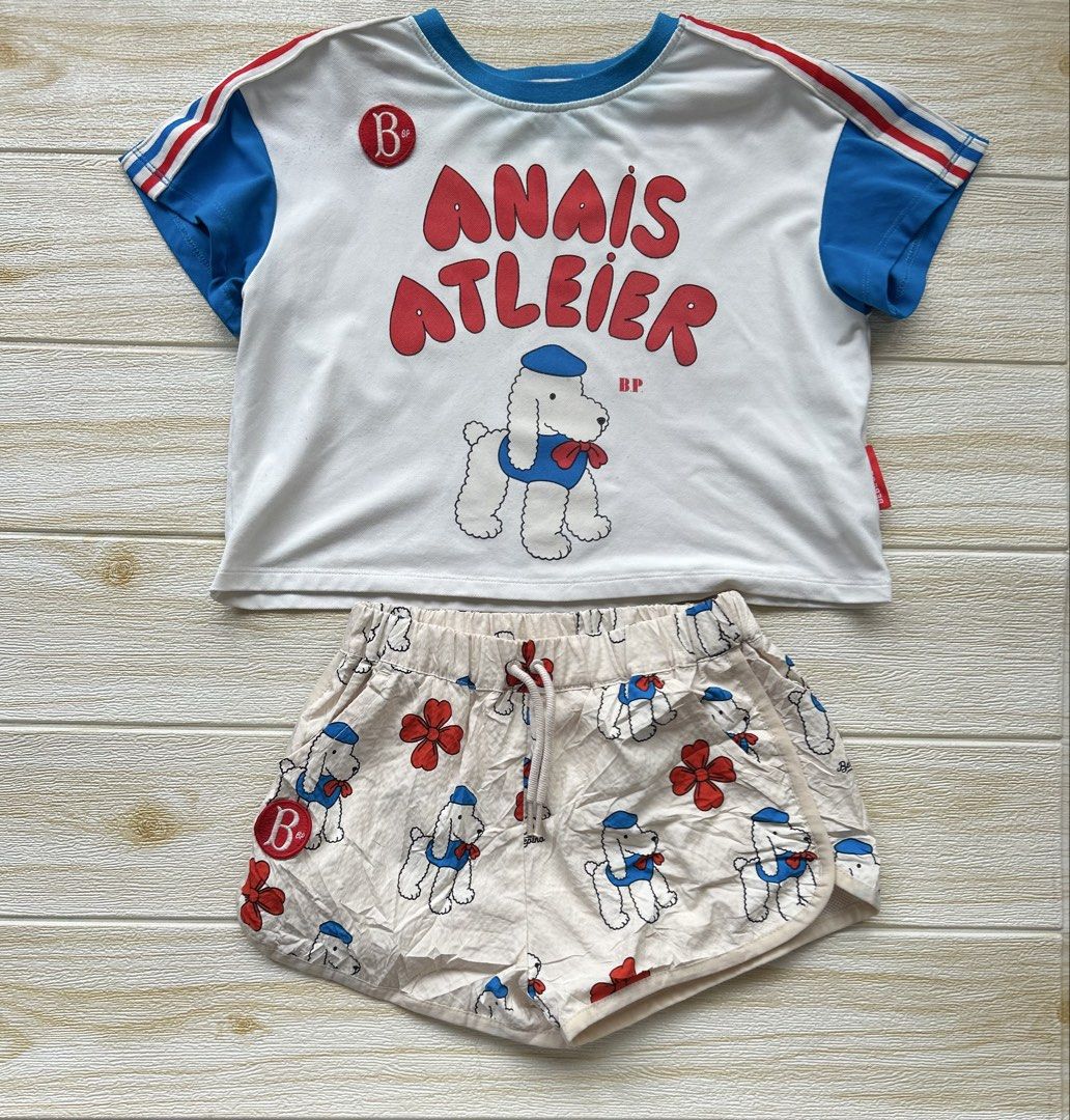 Bebedepino set (Category: Babies & Kids Fashion) located in Cebu City. Submitted by yjainani (Listing ID 1466172455, Image 1). Description: a short-sleeved graphic top and matching patterned shorts with an adorable Bedlington Terrier motif. top has minor flaw, shorts is likenewp.
