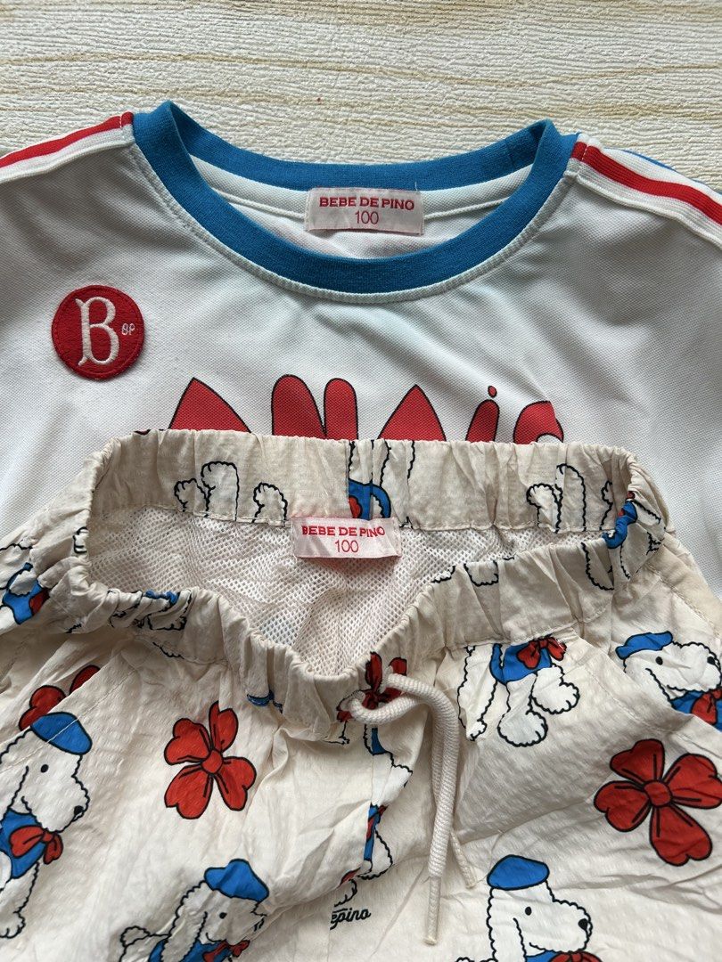 Bebedepino set (Category: Babies & Kids Fashion) located in Cebu City. Submitted by yjainani (Listing ID 1466172455, Image 3). Description: a short-sleeved graphic top and matching patterned shorts with an adorable Bedlington Terrier motif. top has minor flaw, shorts is likenewp.