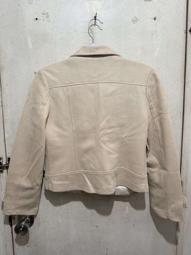 Beige Asymmetrical Zip Biker Jacket (Category: Coats, Jackets and Outerwear) located in Quezon City. Submitted by katrineang (Listing ID 1466305836, Image 3). Description: .