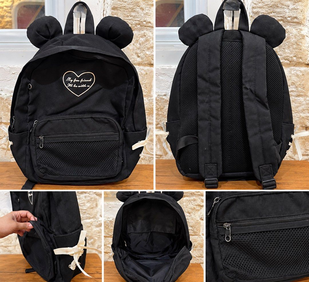 black MILK TEDDY bear-ear backpack L15x13 (Category: Backpacks) located in San Fernando. Submitted by dntjapansurpluselyu (Listing ID 1466307832, Image 1). Description: .