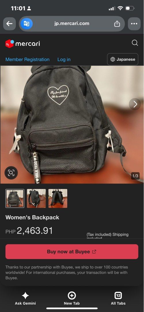 black MILK TEDDY bear-ear backpack L15x13 (Category: Backpacks) located in San Fernando. Submitted by dntjapansurpluselyu (Listing ID 1466307832, Image 2). Description: .