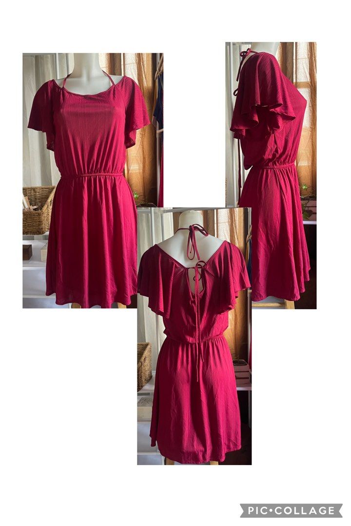 Blowing Bubbles Maroon Dress (Category: Dresses) located in Batangas. Submitted by norskieshoppe (Listing ID 1466284689, Image 1). Description: medium- semi- large so nice when worn quality fabric.