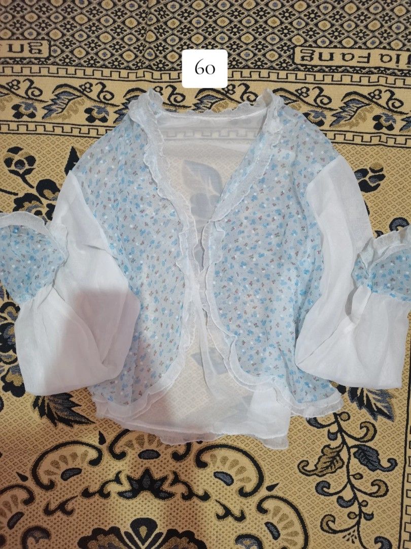 Blue Floral Bolero (Category: Coats, Jackets and Outerwear) located in Dipolog. Submitted by true.brclo_thing (Listing ID 1466264492, Image 1). Description: - Versatility: Perfect cover-up for summer dresses and tank tops -size Xs-s.