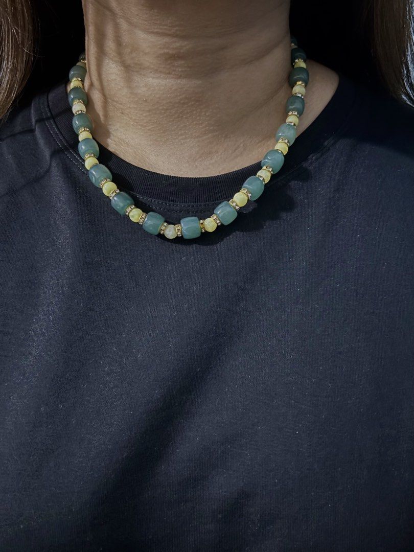 Blue Water Jade Necklace (Category: Necklaces) located in Pasig City. Submitted by talaversify (Listing ID 1459170044, Image 3). Description: Semi-precious stone: Blue Water Jade with Lemon Jade Stone size: 9mm Necklace length: 18” 💠 Natural stone 💠.