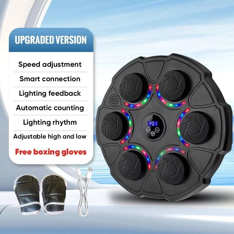 Bluetooth Boxing Music Boxing Machine Wall Punching Pad Wall Training (Category: Toning & Stretching Accessories) located in Rizal. Submitted by jjszenn (Listing ID 1466320474, Image 2). Description: Bluetooth Boxing Music Boxing Machine Wall Punching Pad 📝Descriptions: ✅Smart musical boxing machine with built-in speakers and digital display ✅ Bluetooth connectivity to play your own music for rhythm training ✅Customizable speed settings with LED
