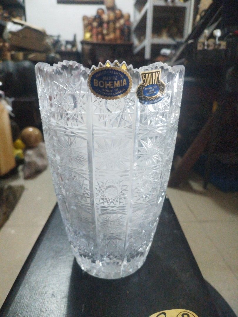 Bomemia glass crystal (Category: Vintage Collectibles) located in San Rafael. Submitted by jflshoppe1989 (Listing ID 1466167688, Image 3). Description: height 8 inches diameter 5 inches.