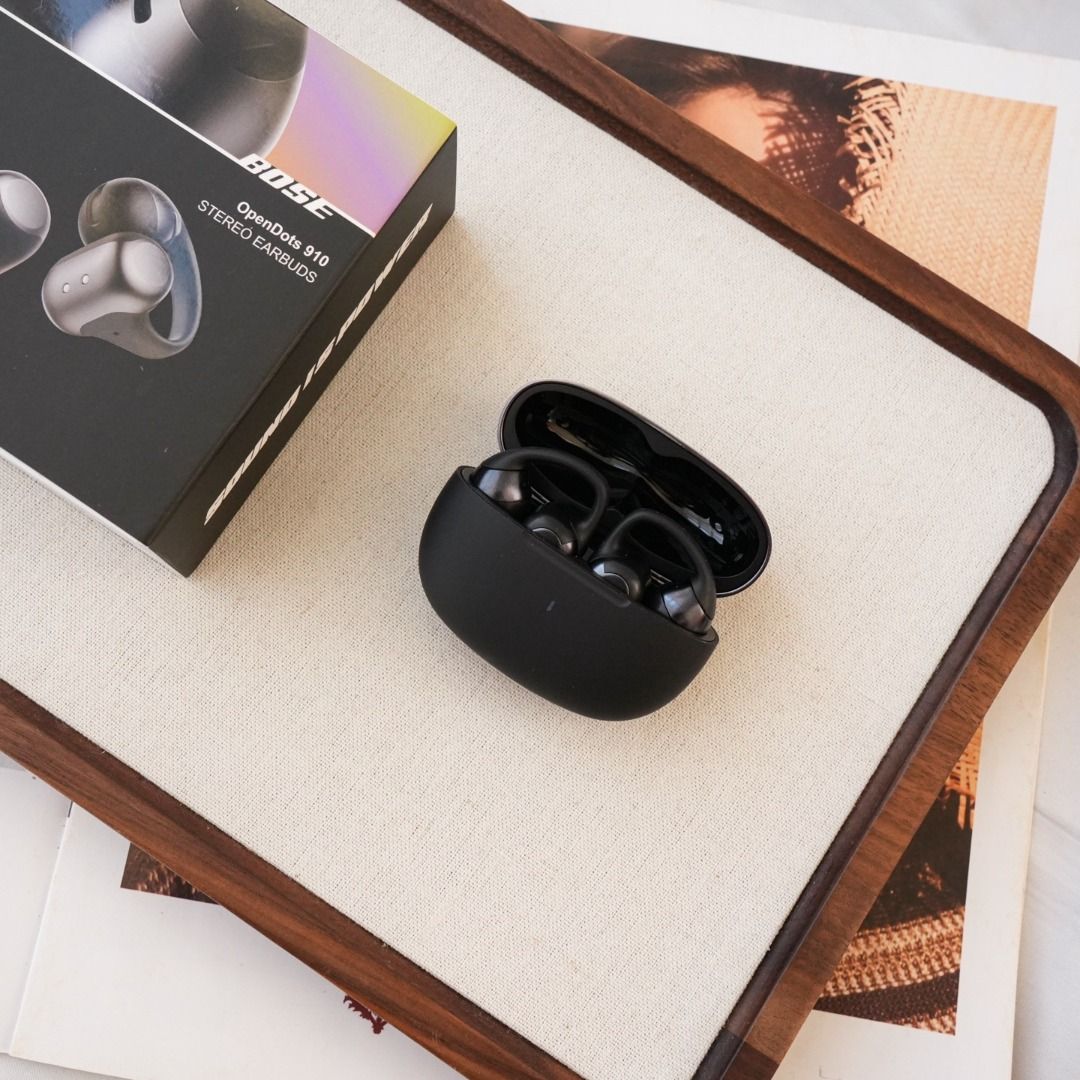 Bose OpenDots 910 Ear Clip Stereo Earbuds (Category: Earphones) located in Las Pinas. Submitted by raremountain-e7fc4f (Listing ID 1466249361, Image 3). Description: Bose OpenDots 910 stereo earbuds in black. Open-ear clip design for comfortable listening without blocking your ears. Includes charging case, charging cable, and original box with manual. Tested working, holds a great charge. Clean condition inside and out..