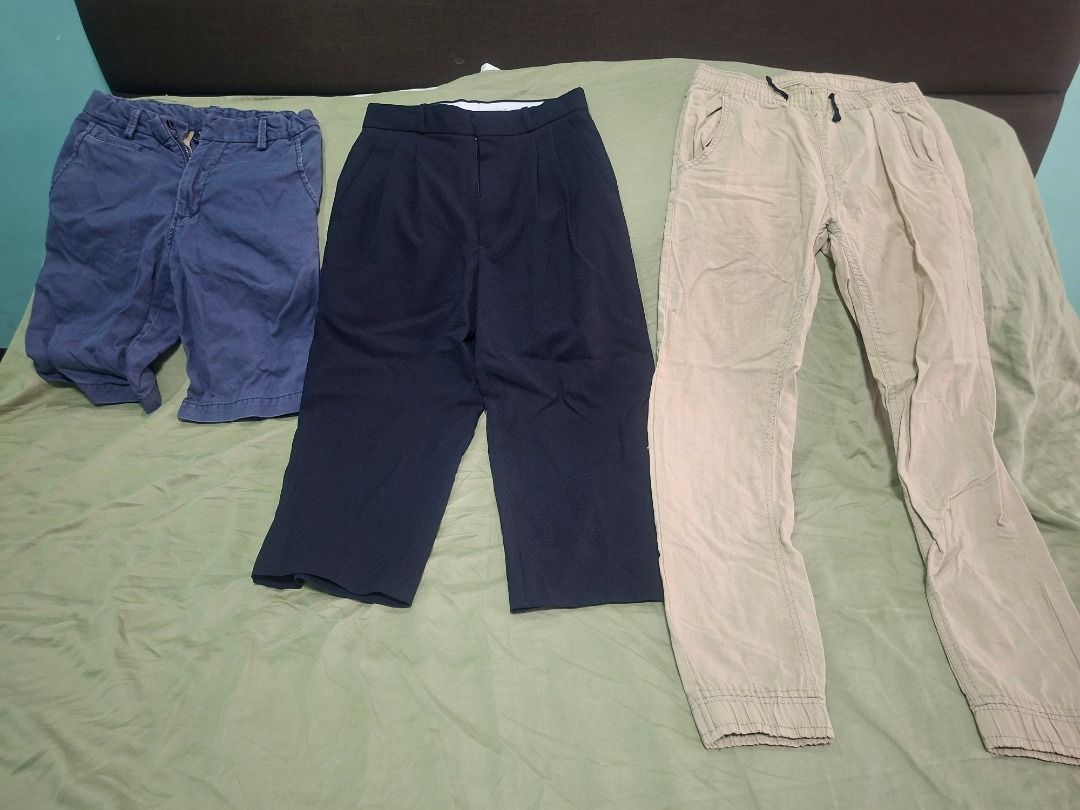 Boys Pants and Shorts Bundle (Category: Babies & Kids Fashion) located in General Trias. Submitted by lonzocorner (Listing ID 1466233662, Image 1). Description: Size: 10-12Y Bundle of 3 versatile boys' bottoms including denim shorts, navy dress trousers, and beige joggers. Comfortable, durable, and great for both casual wear and smart outings. Easy to pair with any top. Size details available upon request..