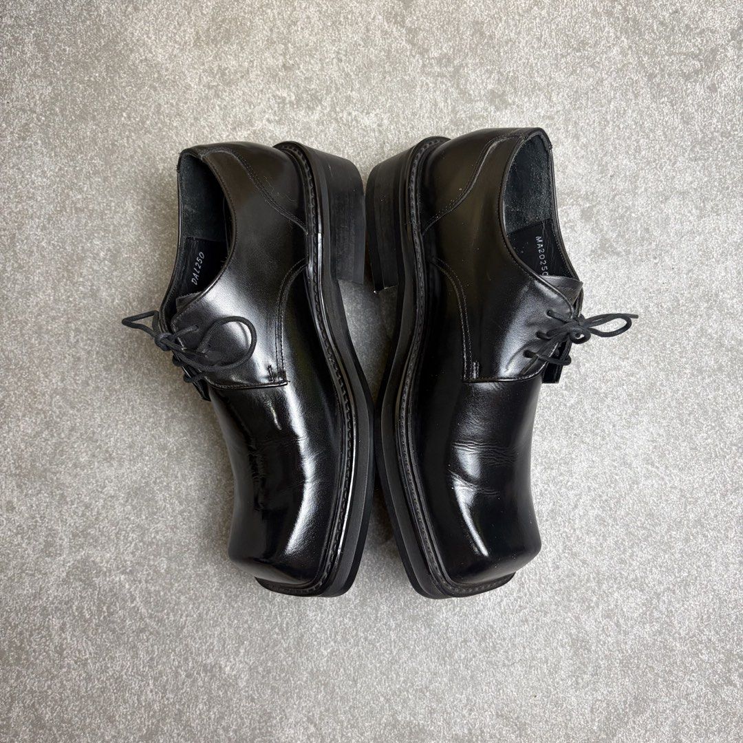 Brad Studio Black Square Toe Leather Derby Shoes Size 40 (Category: Dress Shoes) located in Cagayan de Oro. Submitted by taramattsa45690 (Listing ID 1466157791, Image 3). Description: - Brand/Model: Brad Studio black leather derby shoes - Design: Bold square toe with a sleek glossy finish and lace-up closure - Sole: High platform heel with durable Vibram rubber outsoles for superior grip - Condition: Minimal creases on the vamp from normal wear, 