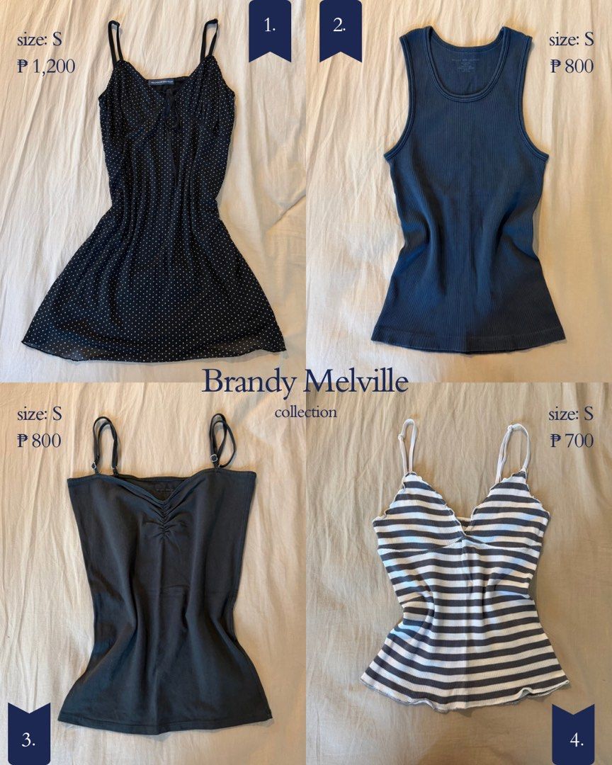 Brandy Melville Collection (authentic) (Category: Sets or Coordinates) located in Taguig. Submitted by gailleee (Listing ID 1466273390, Image 1). Description: - authentic Brandy Melville collection (tops, dresses, and shorts) - check pics for details - price: ₱700 to ₱1200 per piece - message to check specific item availability - bundle deals available upon request!.