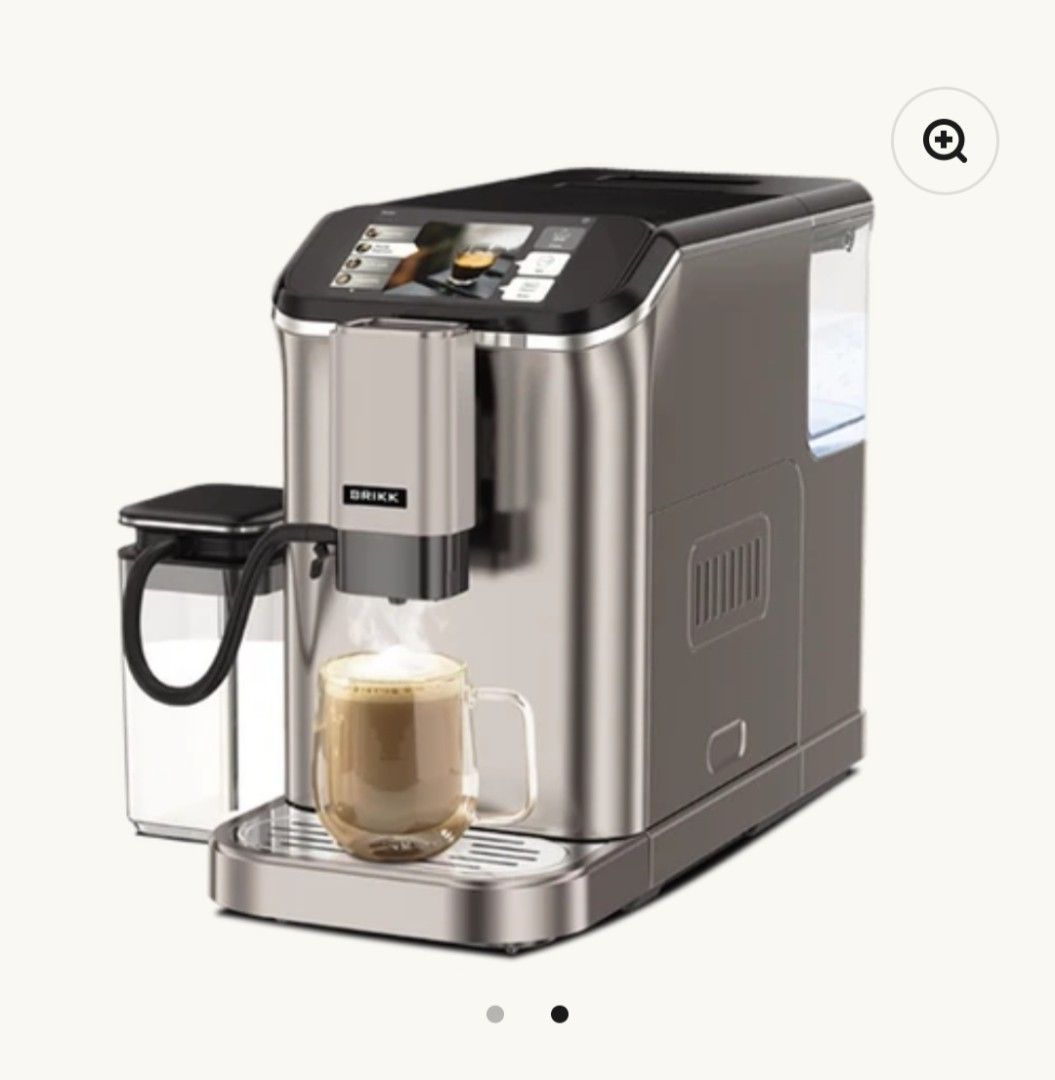 BRIKK Artigiano Espresso Coffee Machine (Category: Coffee Machines & Makers) located in Quezon City. Submitted by parabuyalways (Listing ID 1466336374, Image 2). Description: - Brand new & sealed in original retail box - Sleek dark metallic finish with top LCD touch control display - Built-in 200g coffee bean box with precision conical burr grinder - 1.5L water tank and 750ml attached milk container - Rapid caffè extraction system for espresso, c