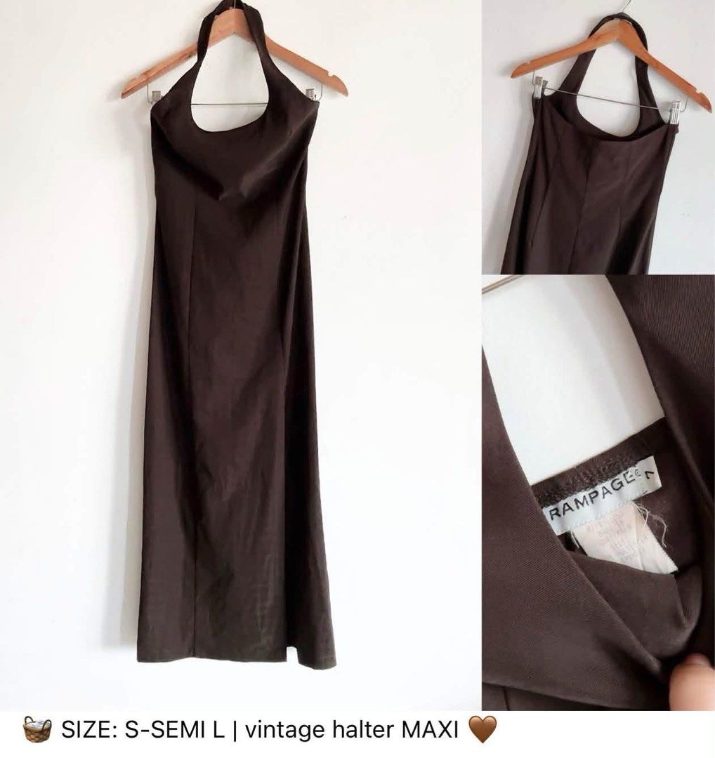 Brown halter maxi dress s-semi large (Category: Announcements) located in Manila. Submitted by handpickedcloths (Listing ID 1466259701, Image 1). Description: .
