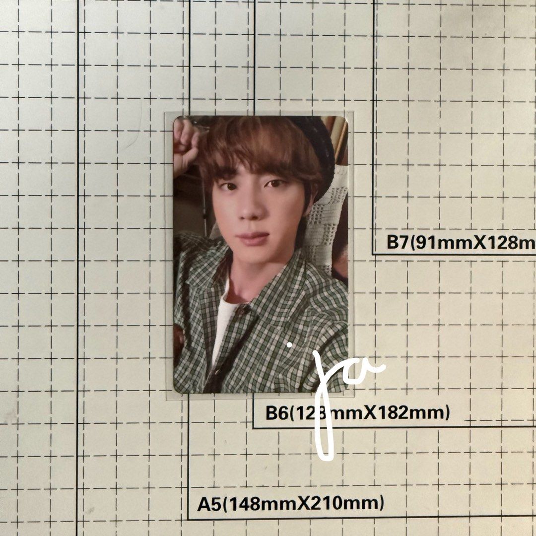 BTS Jin Decokit deco kit beret random photocard (Category: K-Wave Merchandise) located in Taguig. Submitted by jinxtapes (Listing ID 1466246057, Image 1). Description: - onhand - ₱450 + pf + lf - mint condi but x sensi - payo / 5 days dop w 20% nrdp - mop: maribank/bdo/gcash.