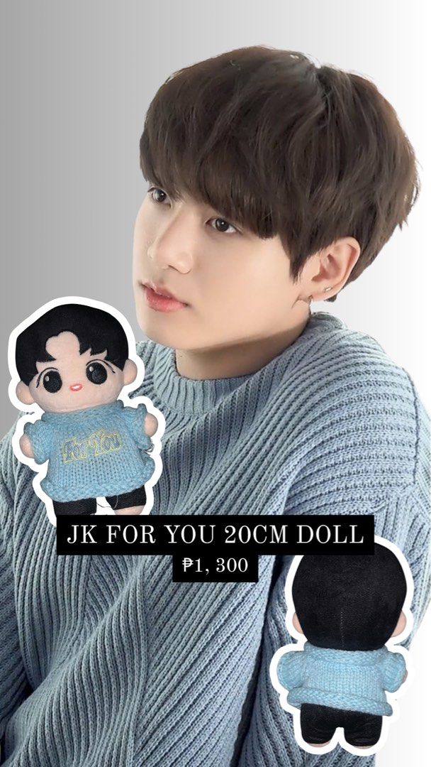 BTS JUNGKOOK JK 20CM DOLL (Category: K-Wave Merchandise) located in Caloocan City. Submitted by louvrekoo (Listing ID 1466238144, Image 2). Description: WTS/LFB BTS JUNGKOOK 20CM DOLL PAYO amponin niyo na po pls 🥹🙏🏻 lf forever home - originally bought each for 1,5k - get both for 2,5 nego - with clothes! - only took out once but rest assured both are stored well rfs: no more spark/declutttering mop: gcash mod: lalamove/j&t express 📍north calo
