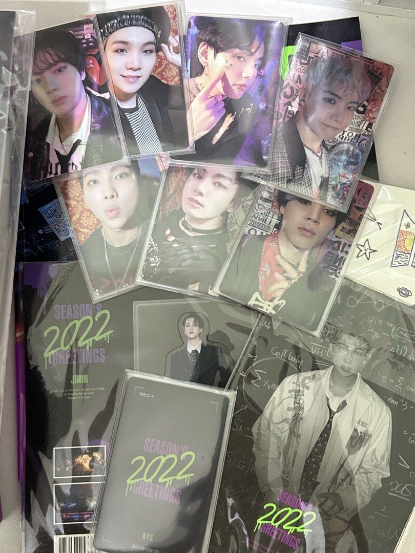 BTS Season Greetings 2022 (Category: K-Wave Merchandise) located in San Fernando. Submitted by cortisteen (Listing ID 1464213117, Image 3). Description: BTS Season Greetings 2022 INCLUSIONS ( PLEASE READ ) !!! 1. OUTBOX 2. PHOTO-BOOK 3. DESK CALENDAR 4. DIARY 5. DIARY STICKER 6. TATTOO STICKER 7. DIGITAL CODE CARD CARD ( SCANNED ) 8. TABLOID POSTER SET 9. POSTCARD SET 10. PHOTOCARD SET 11. PAPER MAGNET Shipping Fee and Packaging Fee will be sent 