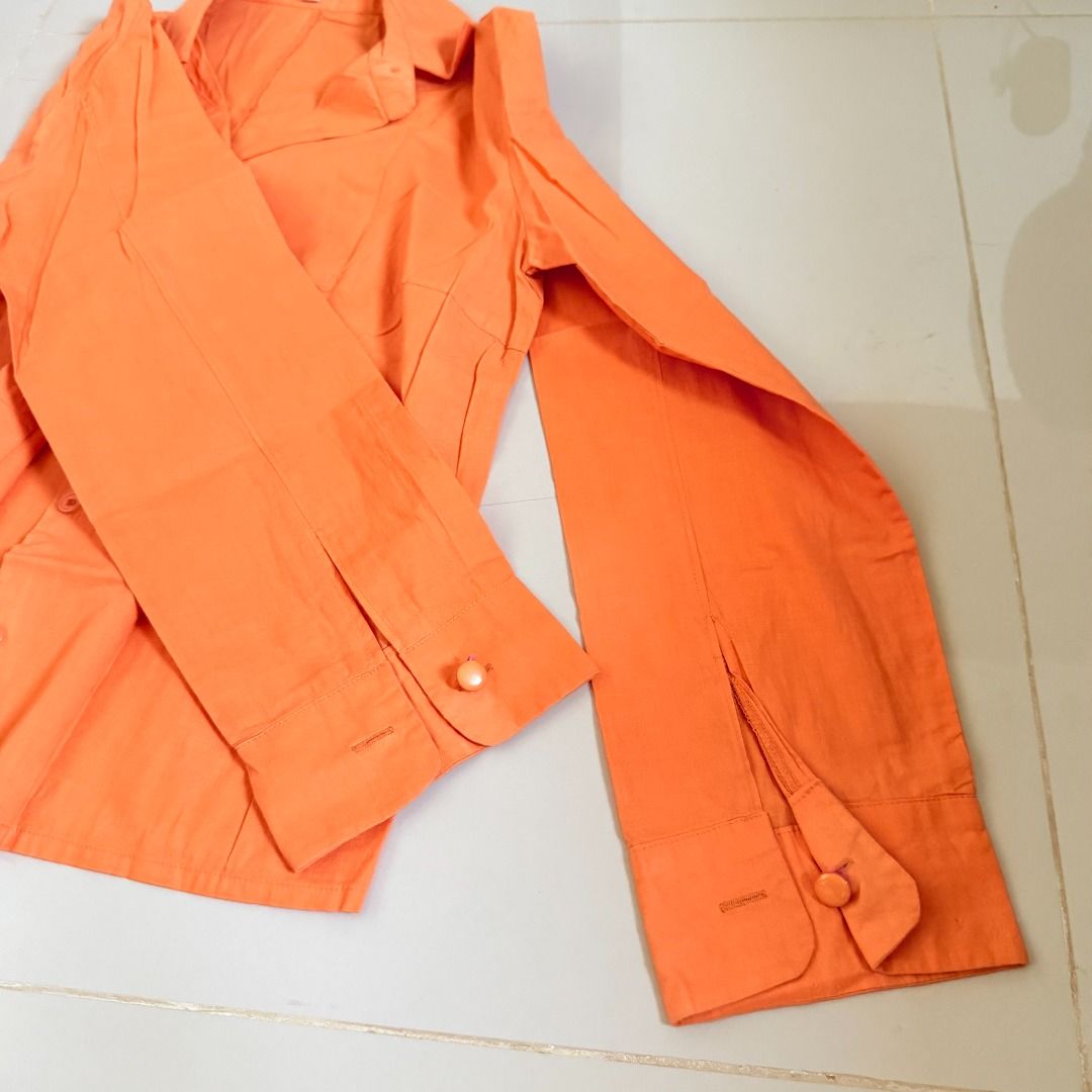 Bundle of 2: Button Down Long Sleeves Polo (Category: Blouses) located in Baliuag. Submitted by dubu.preloved (Listing ID 1466276574, Image 3). Description: Bundle of 2: Button Down Long Sleeves Polo (Orange and Striped Pink) ✨ Condition: 7/10 📏 Size: S 🚚 Shipping available via JNT/Flash 📍 Meet-up: Baliuag, Bulacan.