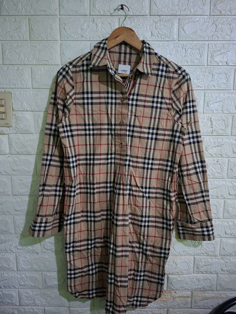 Burberry Plaid Dress (Category: Coats, Jackets and Outerwear) located in Bulacan. Submitted by bleue.finds (Listing ID 1466298799, Image 1). Description: Burberry Plaid Dress 18.5 - width 35 - length 20 - waist 23 - sleeve length no issue as new good condition .
