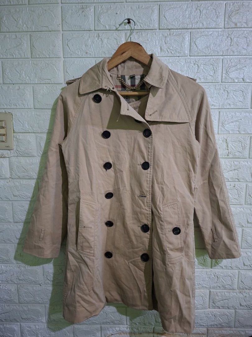 Burberry Trench Coat (Category: Coats, Jackets and Outerwear) located in Bulacan. Submitted by bleue.finds (Listing ID 1466298502, Image 1). Description: Burberry Trench Coat’s Jacket 18 - Width 30.5 - Length issue : missing 1 button sa pocket, and stains check last 2 pictures .