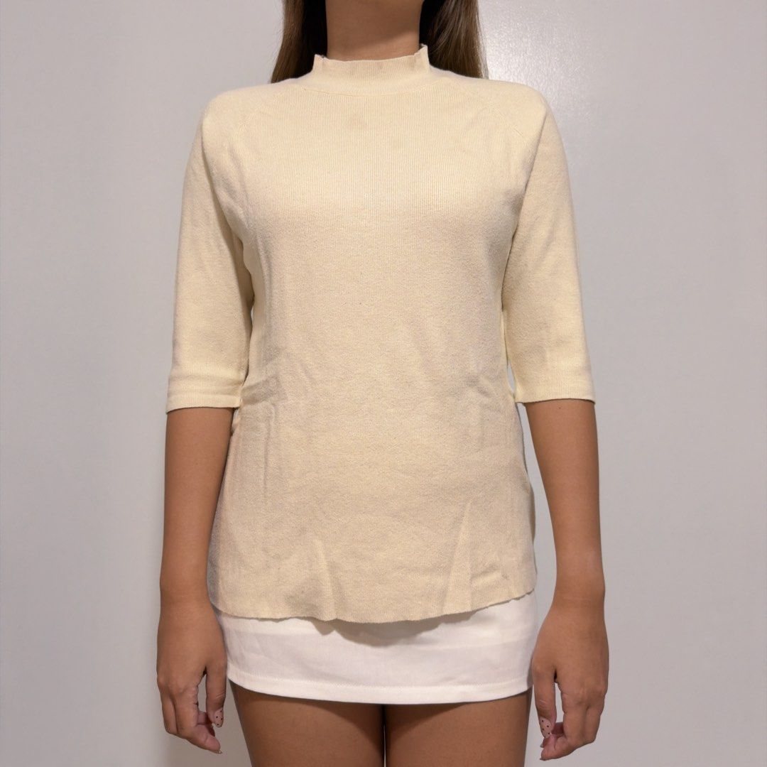 buttermilk knitted top (Category: Blouses) located in Cebu City. Submitted by cuteoncue (Listing ID 1466318411, Image 3). Description: large-xl please see last photo for washable stains. the item was freshly laundered but not soaked or stain-treated..