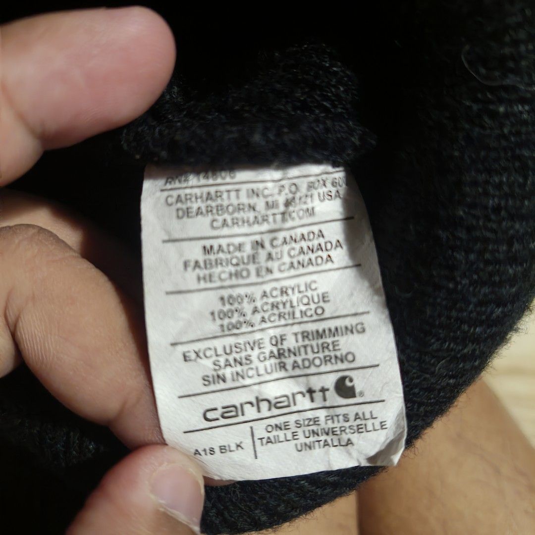 Carhartt A18 Beanie Black (Category: Beanies) located in Davao. Submitted by makmoonthriftdvo (Listing ID 1466185076, Image 3). Description: Carhartt A18 Beanie OSFA Made in Canada medyo marami lang himulmol excellent pa no holes DM 📩📩 DAVAO.