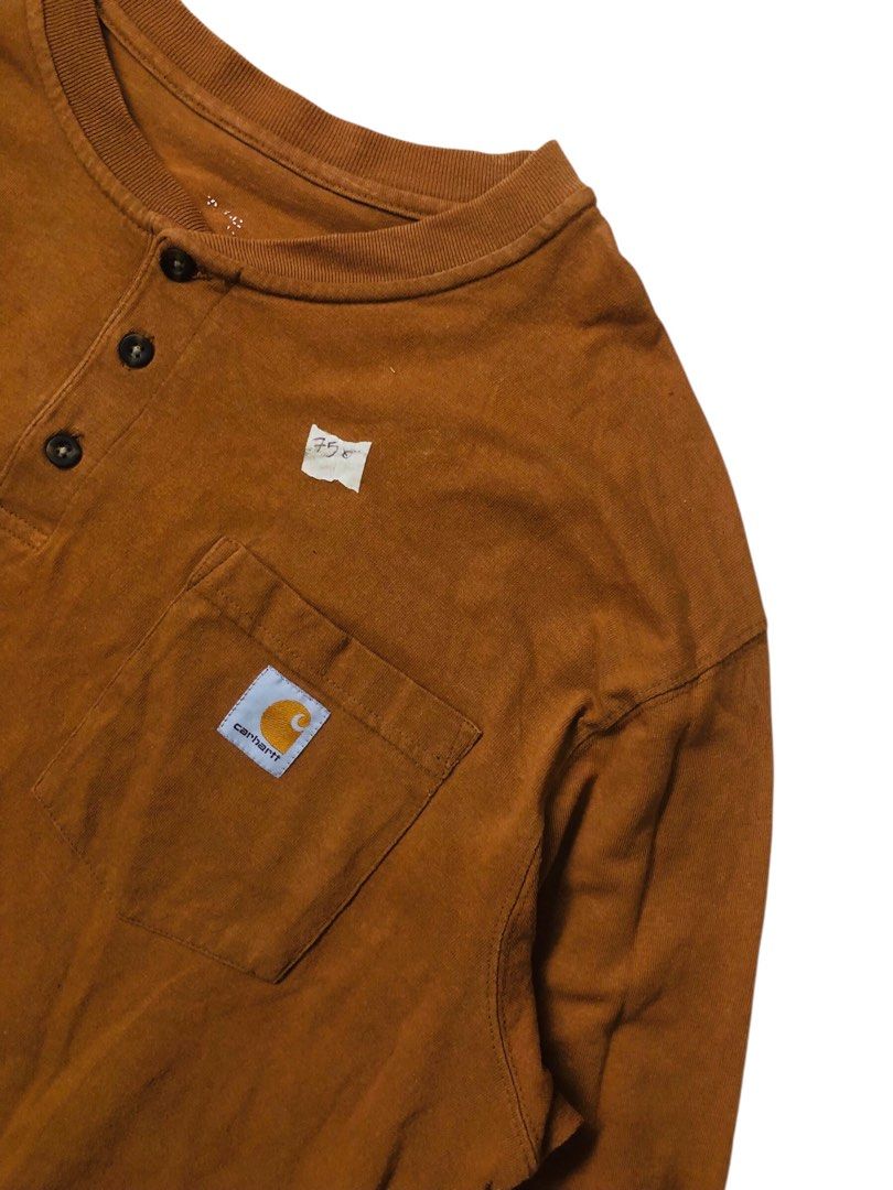 Carhartt Button Pocket Longsleeve (Category: Tshirts & Polo Shirts ) located in Angeles City. Submitted by wwdrip (Listing ID 1466234241, Image 2). Description: Carhartt Button Longsleeve♻️ •Width : 26 •Length : 32 •Size : XL-XXL •Color rate : 9.5/10 •Condition : excellent •minimal repaired part ₱750.
