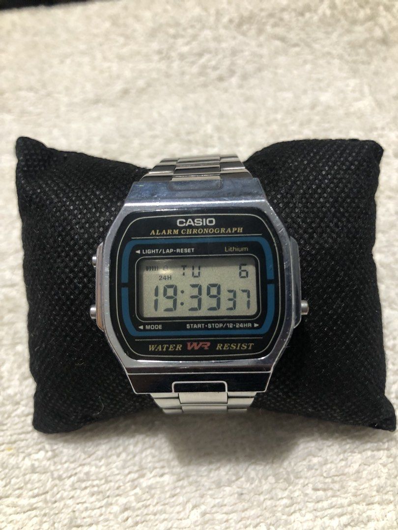 Casio A164W Vintage Digital Watch (Category: Men's Watches) located in Dagupan City. Submitted by alex123345 (Listing ID 1466316979, Image 3). Description: - Casio Vintage Digital *newly polished Brand: Casio Model: Casio Vintage Digital (A164W) Reference: A164WA-1VES (Module 593) Watch Movement: Casio Quartz Power Source: Battery (Lithium CR2016) Dial Details: Black and Blue Bordered Digital Display, LCD Screen, Alarm Chronograph Indicator Case 