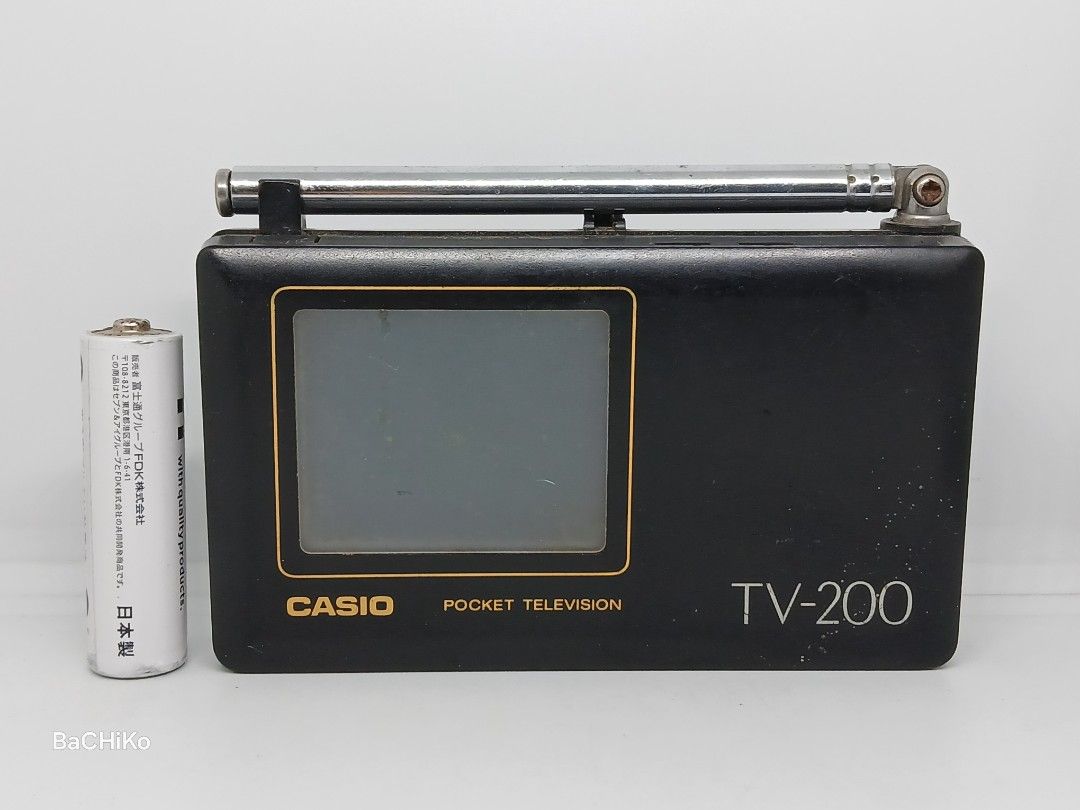 Casio Pocket TV-200 (Category: Vintage Collectibles) located in Quezon City. Submitted by bachiko (Listing ID 1466184602, Image 1). Description: Casio Pocket TV-200 P1500 declared as is made in japan black and white battery compartment good hindi na makasagap ng signal kasi wala ng analog channel ngayon Location: Novaliches, Quezon City FB Page: Bachiko's Toy and Collectibles.