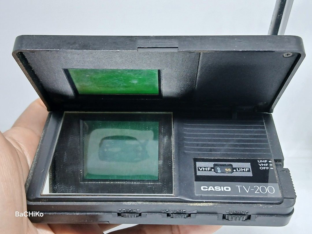 Casio Pocket TV-200 (Category: Vintage Collectibles) located in Quezon City. Submitted by bachiko (Listing ID 1466184602, Image 2). Description: Casio Pocket TV-200 P1500 declared as is made in japan black and white battery compartment good hindi na makasagap ng signal kasi wala ng analog channel ngayon Location: Novaliches, Quezon City FB Page: Bachiko's Toy and Collectibles.