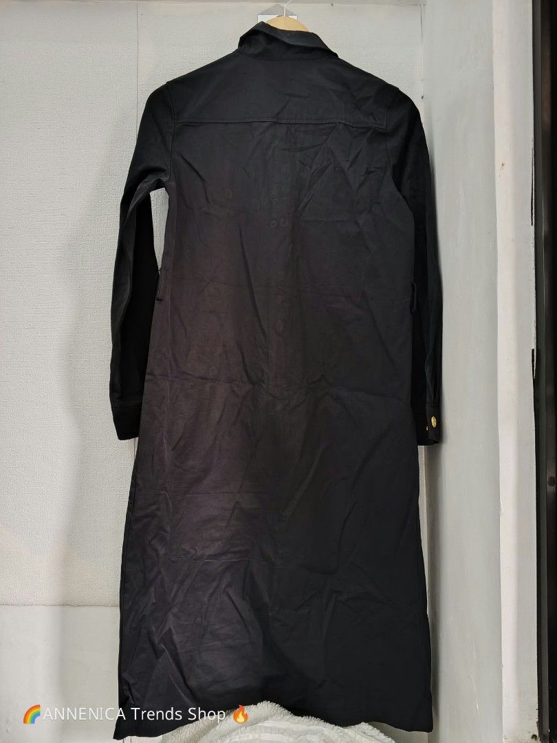 Celine Long Dress (Category: Coats, Jackets and Outerwear) located in Bulacan. Submitted by ukaybrandedshop (Listing ID 1466196323, Image 3). Description: CÉLINE PARIS Black Long Dress / Polo Dress 🖤✨ GRABE KA SOSYAL NITO MGA SUKI! ✅ Celine Paris on tag ✅ Gold Buttons - Ang ganda ng details! 👑 ✅ With Gold Chain Pockets ✅ Long sleeves / Long dress - Pang elegant ✅ Size: M to L (Ganda ng bagsak!) ✅ No major flaw / Good as new Pang simba, pang off